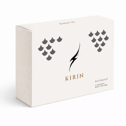 Kirin Scent 01 - A high-end architectural car fragrance system with minimalist packaging. The perfect luxury automotive interior accessory and gift for supercar enthusiasts.